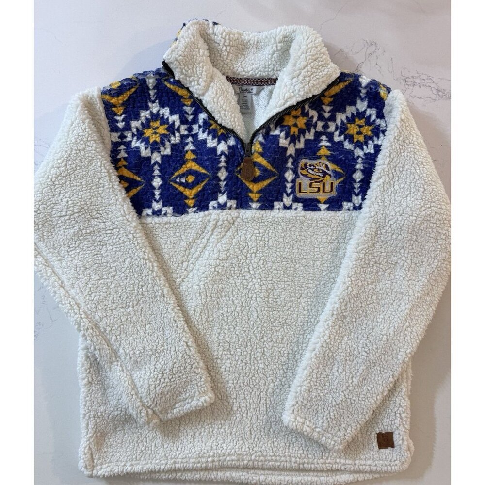 LSU Tigers Fleece Pullover Women’s Medium Press Box 1/4 Zip College University